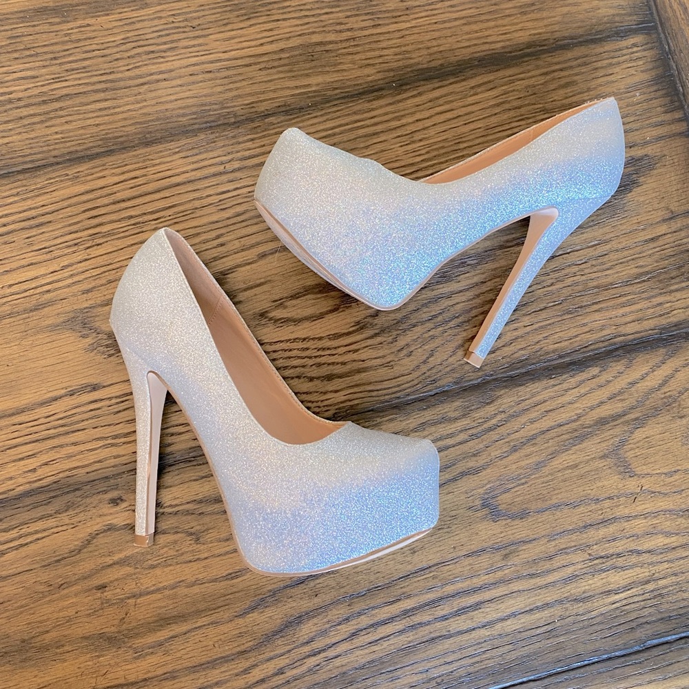 De Blossom Collection Silver sparkly heels